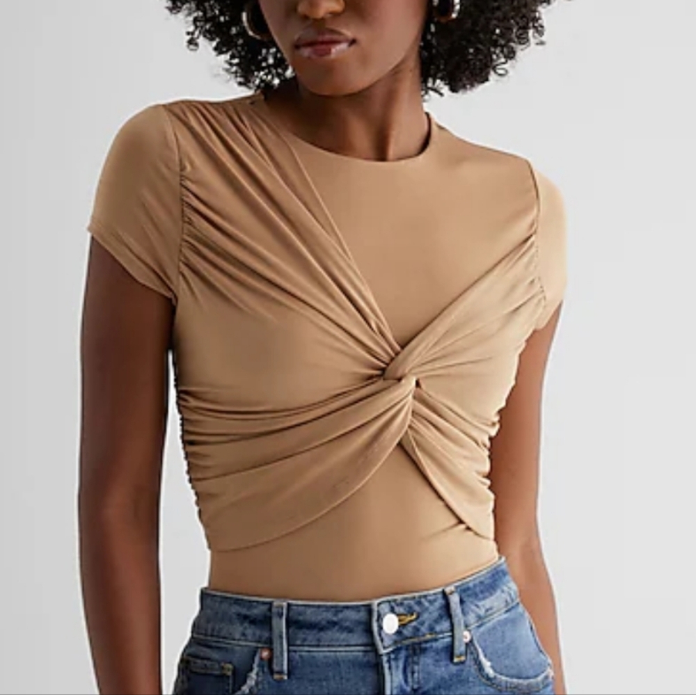 NWT Express Tan Ruched Tie Front